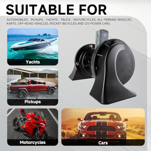 FARBIN Horns Auto Horn 12V Car Horn Loud Dual-Tone Waterproof - Product Imagery