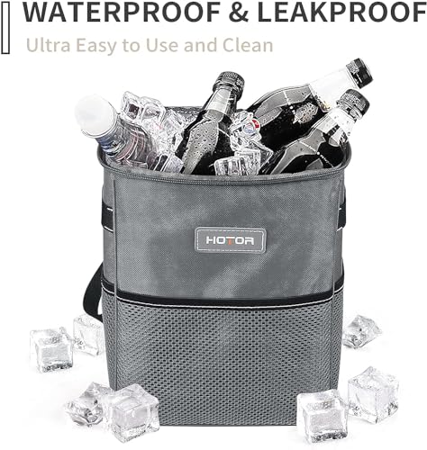 HOTOR Car Trash Can, Leakproof Car Organizer, 2-Gallon, Gray - Product Imagery