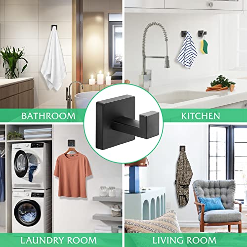Heavy Duty Stainless Steel Towel Hooks, Wall Mounted Square Robe - Product Imagery