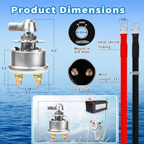 200A 12-48V High Current Master Battery Disconnect Switch - Product Imagery