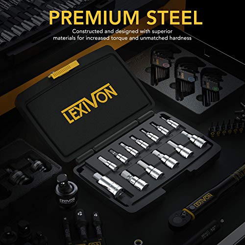 LEXIVON HEX Bit Socket Set, Premium S2 Alloy Steel | 13-Piece - Product Imagery