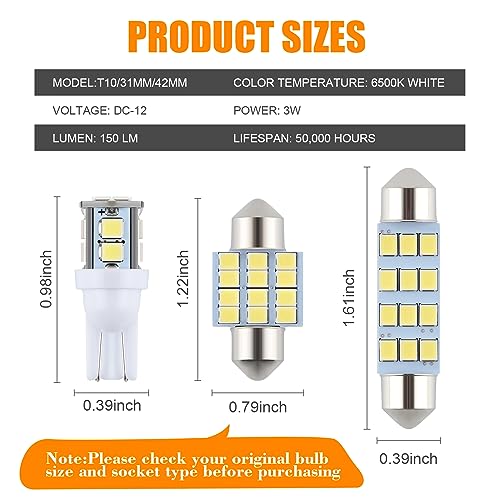 iFunyLED 24 Pieces Dome Light LED Car Interior Bulb Kit Set 194 - Product Imagery