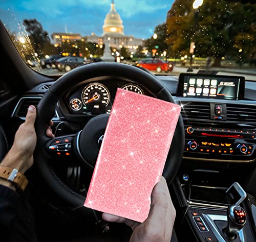 TOURSUIT Car Registration & Insurance Card Holder, Glitter Pink - Product Imagery