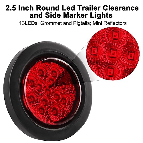 2.5" Round LED Trailer Marker Lights 13 LEDs w/Reflectors 10 - Product Imagery