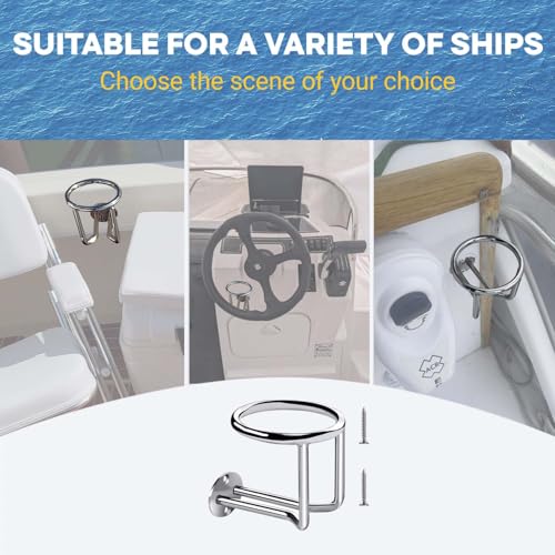 Boat Cup Holder, 2 Pcs Boat Ring Cup Holder, Stainless Steel - Product Imagery