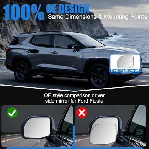 Driver Left Side Heated Mirror Glass Replacement Compatible with - Product Imagery
