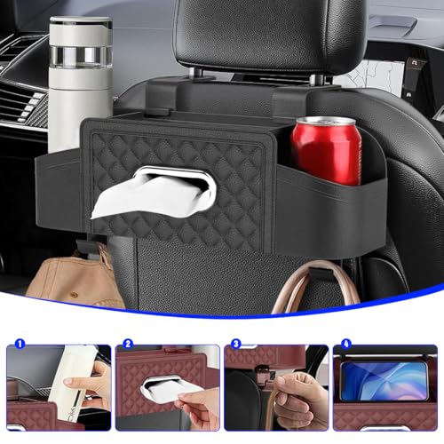Mandark Headrest-Mounted Backseat Organizer with Cup Holders, - Product Imagery