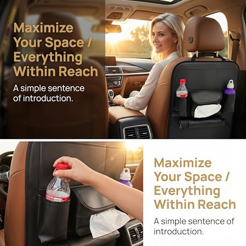 2 Pack PU Leather Premium Car SeatBack Organizer Travel - Product Imagery