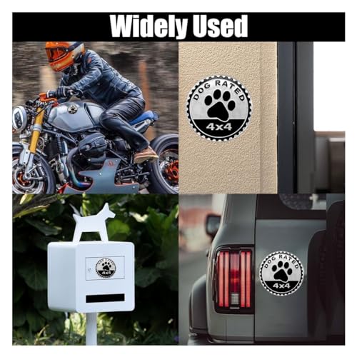 GLSOWEE Dogs Badge Rated Car Emblem, 4 x 4 3D Metal Car Badge - Product Imagery