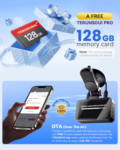 4K+4K Dash Cam, Free 128GB Card, 5.8GHz WiFi6 - up to 20MB/s - Product Imagery