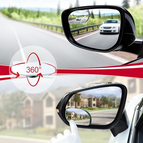 LivTee Blind Spot Mirrors, HD Glass Frameless Convex Rear View - Product Imagery