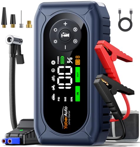 YaberAuto 5000A Car Jump Starter with Air Compressor, 150PSI - Product Imagery