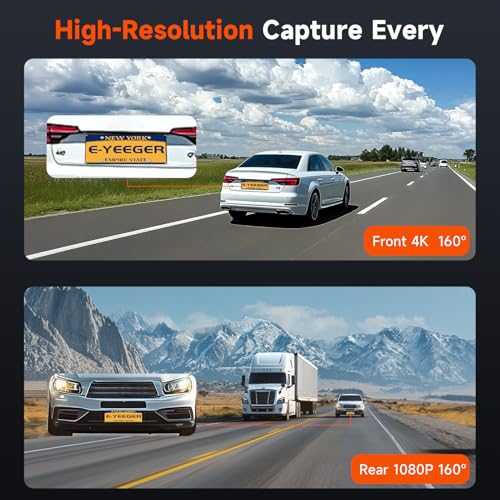 Dash Cam Front and Rear, 4K+1080P Dual Camera for Cars, 32GB - Product Imagery