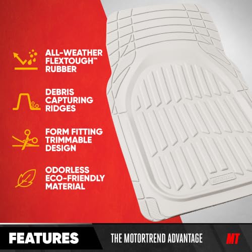 MotorTrend FlexTough White Car Floor Mats Rubber All Weather - Product Imagery