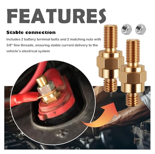 2 Set Side Post Battery Terminal Extender Bolts with - Product Imagery