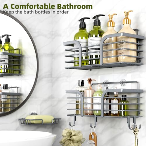 Yougai Dark Gray Shower Shelves, Bathroom Organizers and Storage - Product Imagery