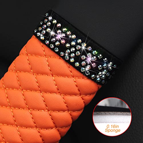 zipelo 2 Pack PU Leather Seat Belt Shoulder Pads, Orange - Product Imagery