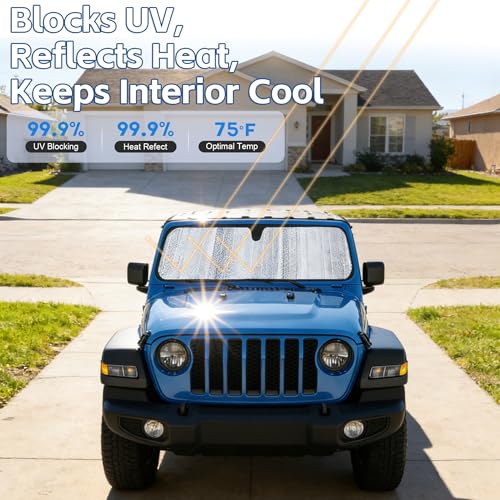 Windshield Sun Shade Fit for Jeep Wrangler TJ JK JL &Gladiator - Product Imagery
