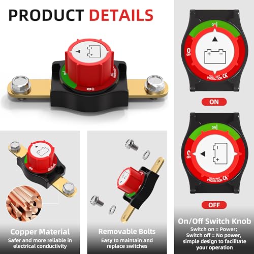 Joinfworld Side Post Battery Disconnect Switch 12V-48V 275A - Product Imagery