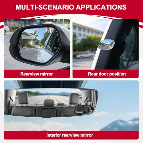 LivTee Blind Spot Mirrors, HD Glass Frameless Convex Rear View - Product Imagery