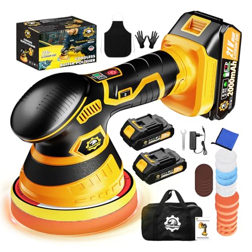 Cordless Car Buffer Polisher kit, DA Polisher with 2*21V - Product Imagery