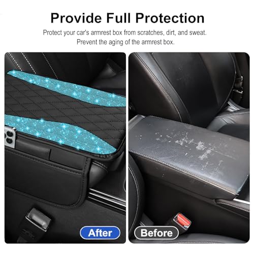 NBTEPEM Bling Car Center Console Cover, Leather Middle Console - Product Imagery