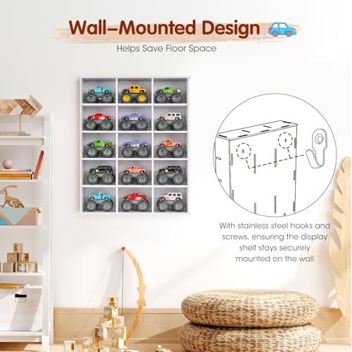 Krafetto 15-Slot Monster Truck Display Shelf, Wall Mount - Product Imagery