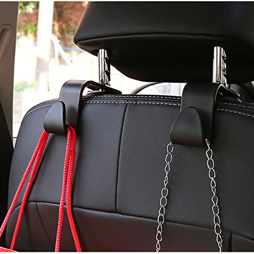 4 Pack Curved Headrest Hooks for Vehicle Seats, Black Style 2 - Product Imagery