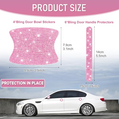10 PCS Bling Car Door Handle Protector, Shiny Crystal Rhinestone - Product Imagery