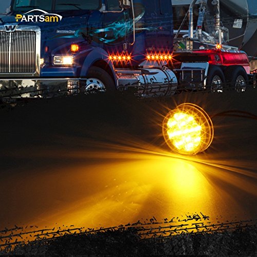 Partsam 2 Pcs 2.5" Round Amber 13 LED Side Marker Clearance or - Product Imagery
