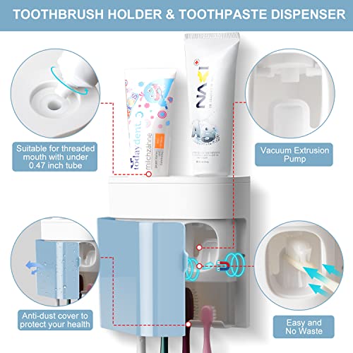 GFWARE Wall Toothbrush Holder and Toothpaste Dispenser with - Product Imagery