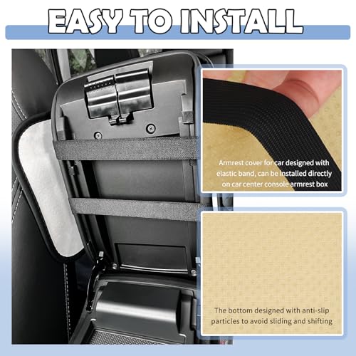 Car Center Console Cover with 2 Side Pockets,Arm Rest Cover for - Product Imagery