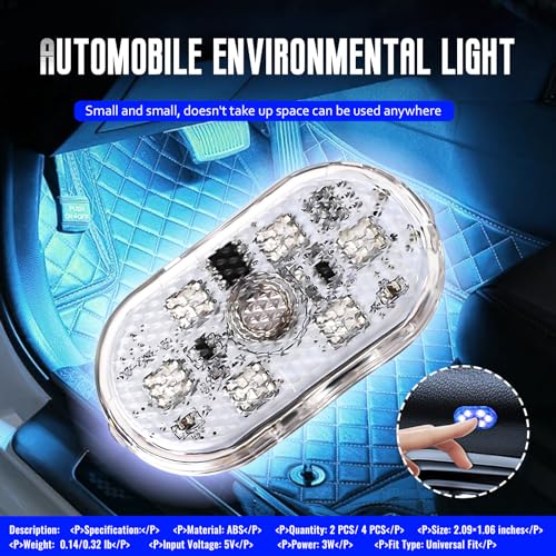 4 PCS Car LED Lights Interior Wireless, Super Bright 7 Colors - Product Imagery