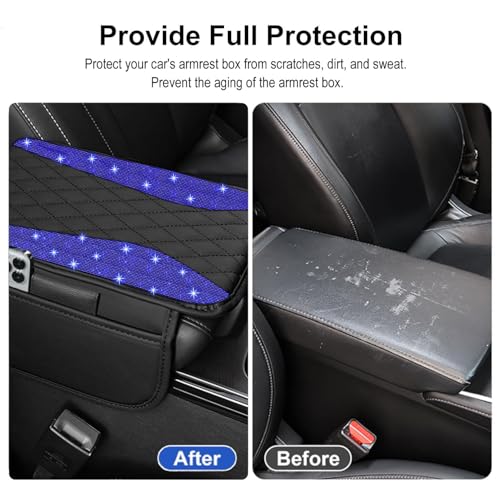 NBTEPEM Bling Car Center Console Cover, Leather Arm Rest Cover - Product Imagery