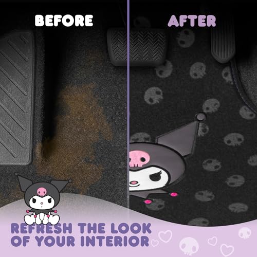 Kuromi Carpet Car Floor Mats - Universal Fit for Cars, SUVs & - Product Imagery