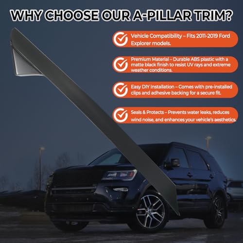 A-Pillar Molding Trim Kit with Clips Compatible with 2011-2019 - Product Imagery