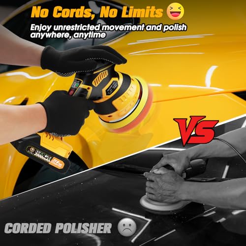 Cordless Car Buffer Polisher kit, DA Polisher with 2*21V - Product Imagery