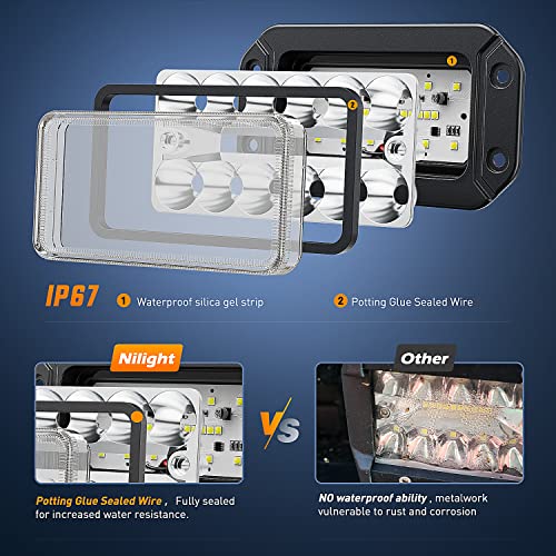 Nilight Flush Mount LED Light Pods 2PCS 6 Inch 39W Upgraded Spot - Product Imagery