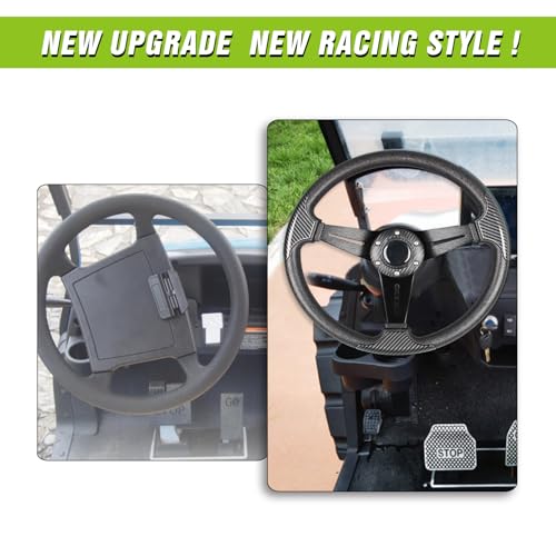13.8" Golf Cart Steering Wheel wiith Carbon Fiber Grip Leaher - Product Imagery