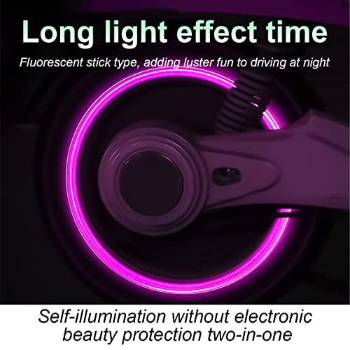 12PCS Glow-in-Dark Tire Valve Stem Caps, Air Covers, Pink - Product Imagery
