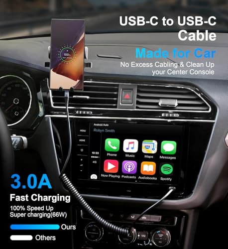 USB C Cable 3ft 2Pack USB C to USB C Charger Cable for Car, - Product Imagery