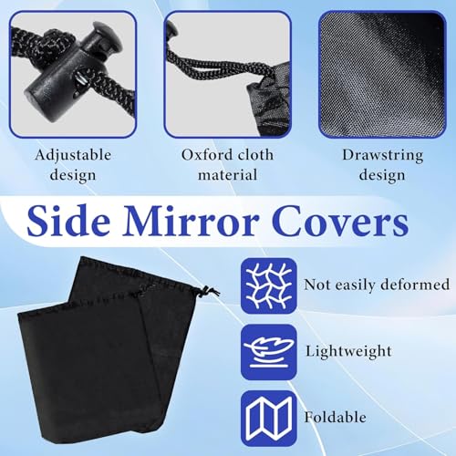 2 Pcs Side Mirror Covers with Drawstrings, Rearview Accessories - Product Imagery
