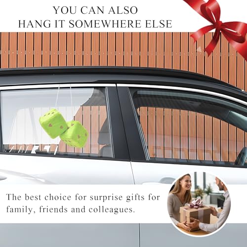 1 Pair Fuzzy Plush Dice for Car Mirror, 3'' Retro Square Dice - Product Imagery