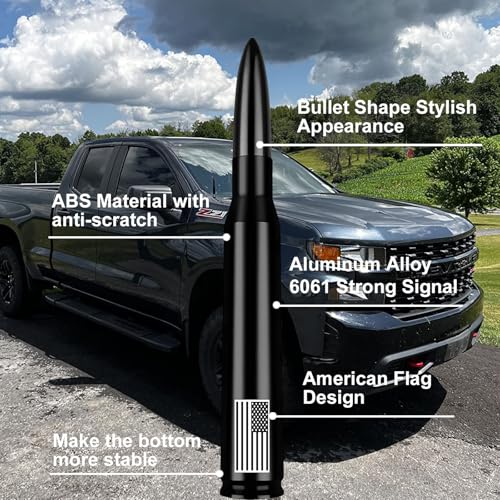Car Truck Antenna with Tire Valve Caps American Flag Universal - Product Imagery