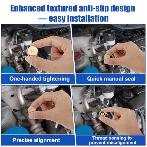 2pcs Car AC Valve Caps for R134a System, Brass Durable High/Low - Product Imagery