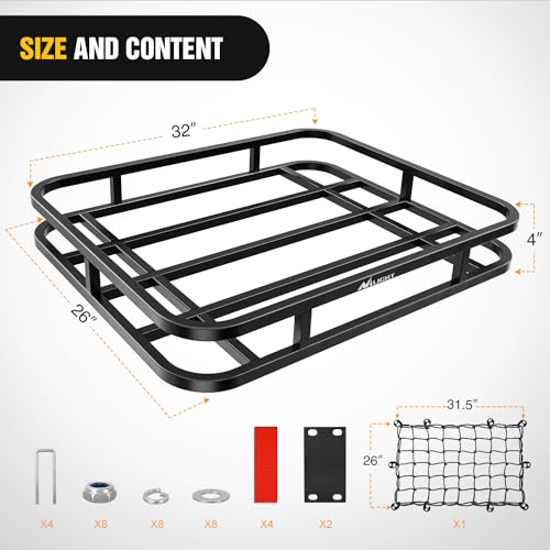 Nilight 32”×26”×4” RV Bumper Mounted Cargo Rack Carrier with Net - Product Imagery