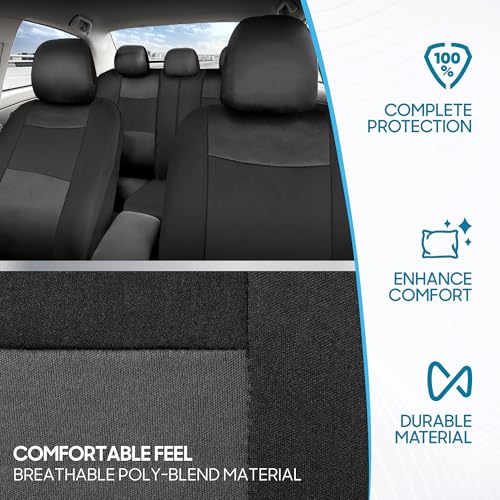 BDK PolyPro Car Seat Covers Full Set in Charcoal on Black – - Product Imagery