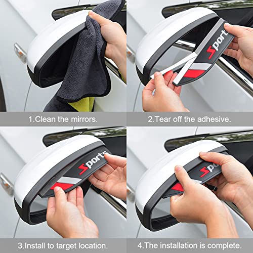 Blilo 2PCS Rear View Mirror Rain Eyebrows, Waterproof PVC Auto - Product Imagery