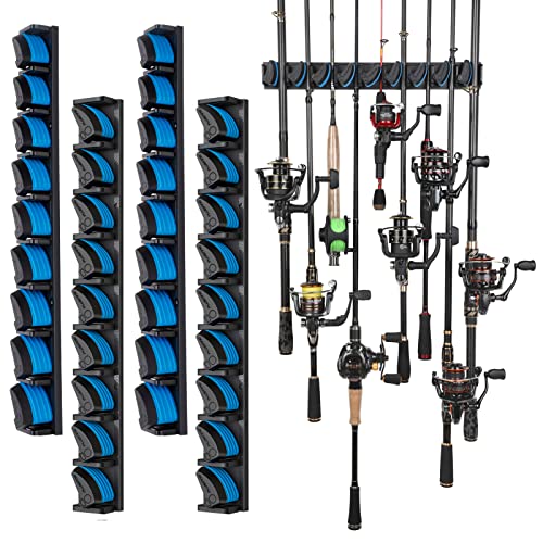 PLUSINNO 4 Pack Vertical Fishing Rod Rack, Wall Mounted Fishing - Product Imagery