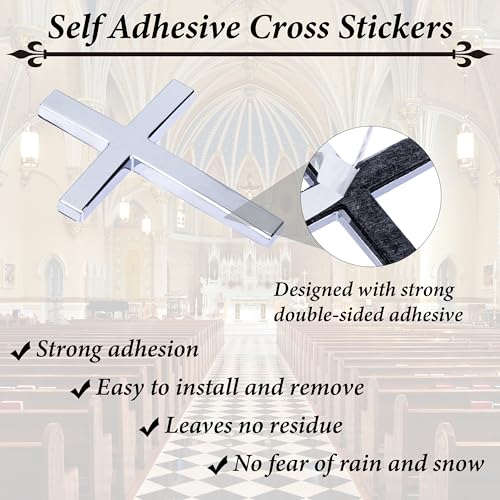 Metal Cross Decals for Cars, 2.5"×1.8" Christian Car Emblem - Product Imagery
